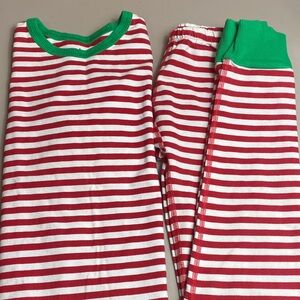 Organic Cotton Striped Red and Green Kids Christmas Pajamas sz 12